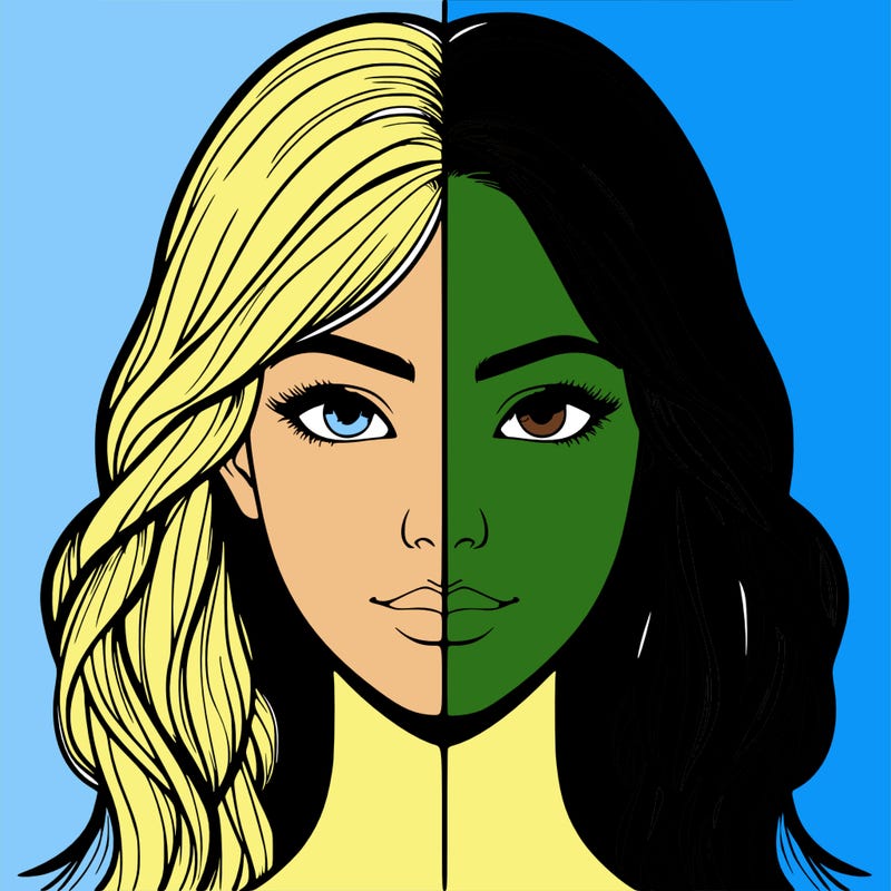 realistic girl, split