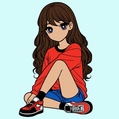 girl sitting realistic