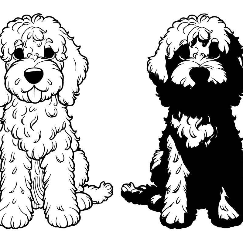 realistic, golden doodle dog