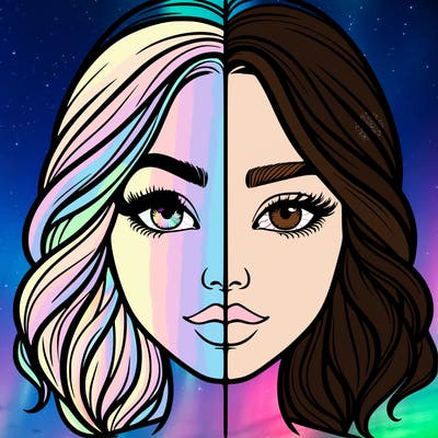 realistic girl split half