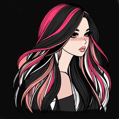 realistic girl with long realistic hair