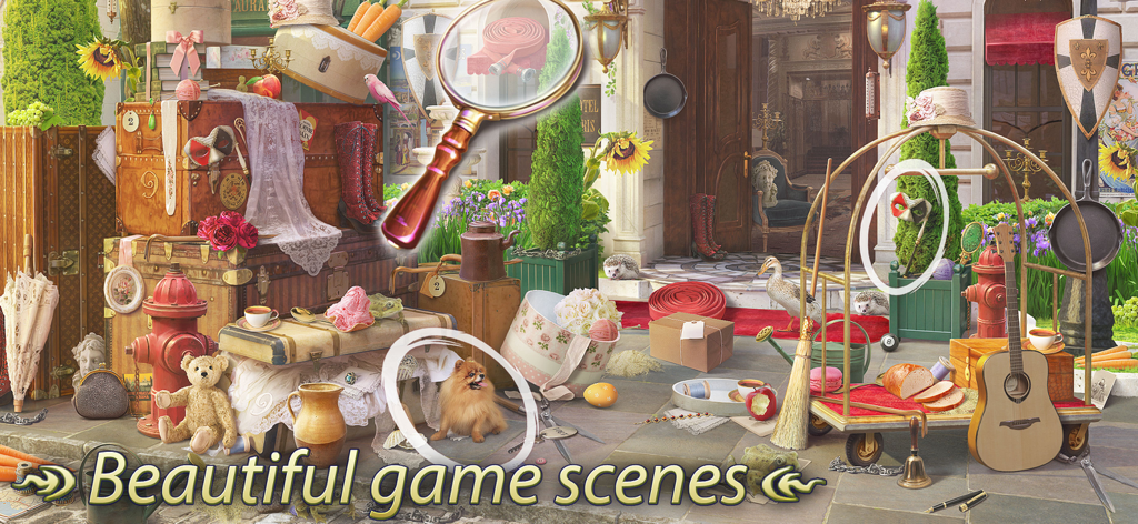 Secrets of Paris Hidden Object - A detailed hidden object puzzle scene set in a beautiful Parisian street featuring various items to find