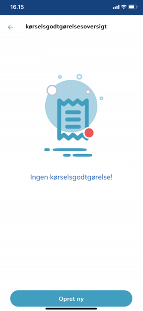 Klubmodul - Interface de l'application Klubmodul montrant l'aperçu de l'indemnité kilométrique sans entrées actuelles et un bouton pour créer un nouvel enregistrement