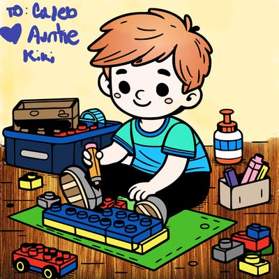 boy building legos