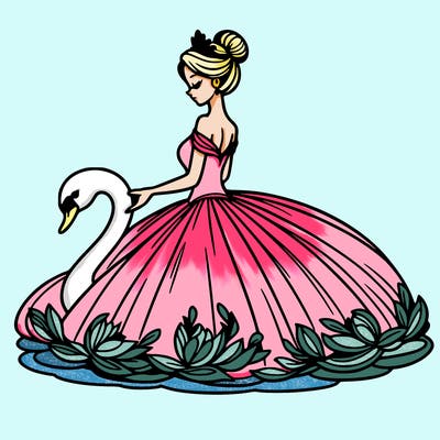 woman in gown with swan