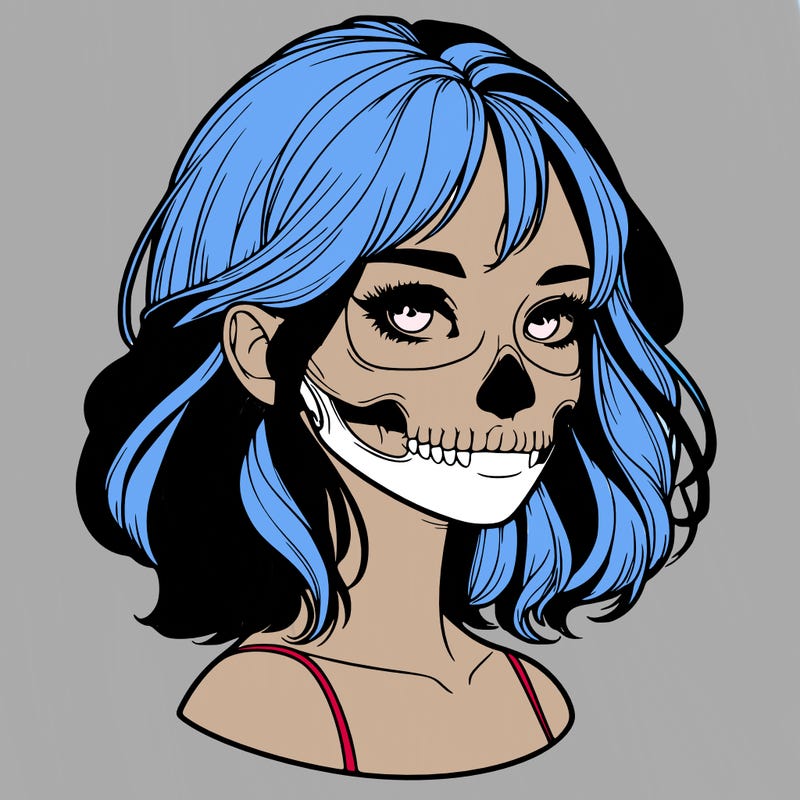 realistic girl with skull