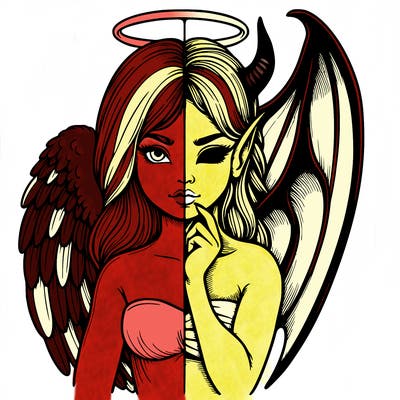 realistic angel half demon