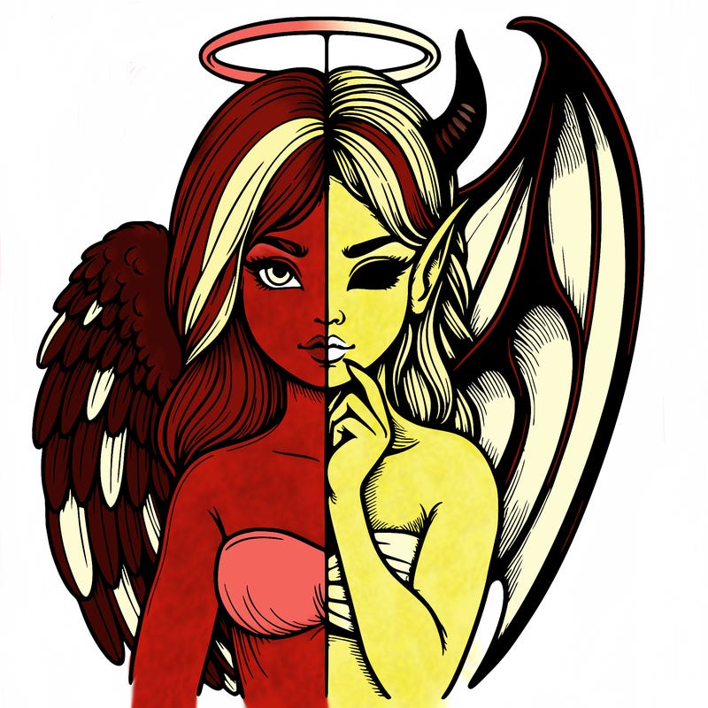 realistic angel half demon