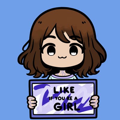 a cute girl holding a sign that says like if you’re a girl
