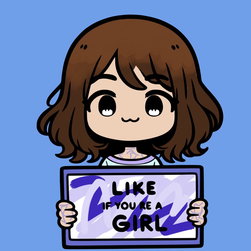 a cute girl holding a sign that says like if you’re a girl