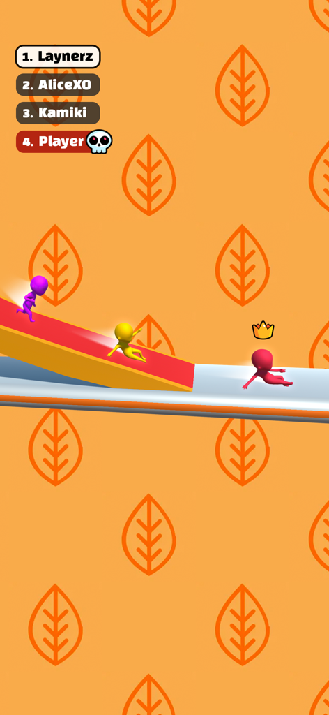 Colorful 3D characters racing on a parkour course with a leaderboard