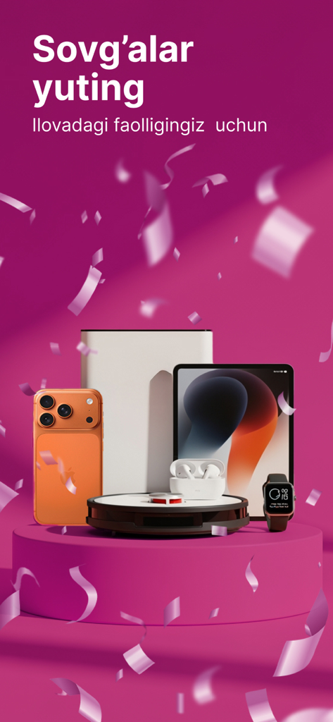 Promotional screen for BirBir app offering prizes like a smartphone and tablet for active users