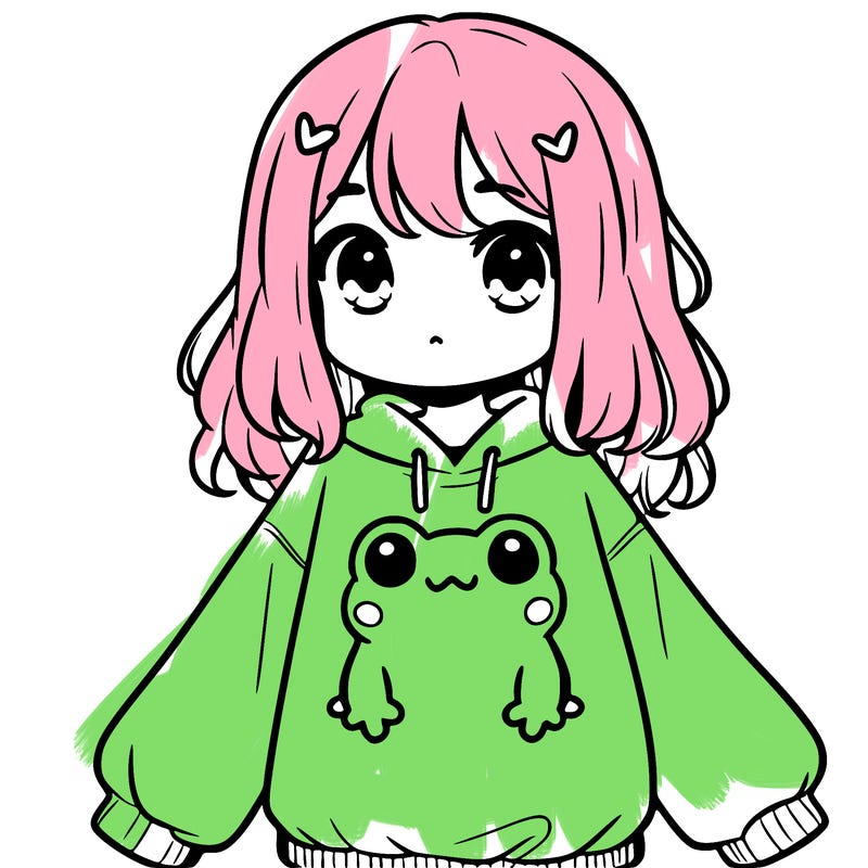 girl wearing frogging sweatshirt