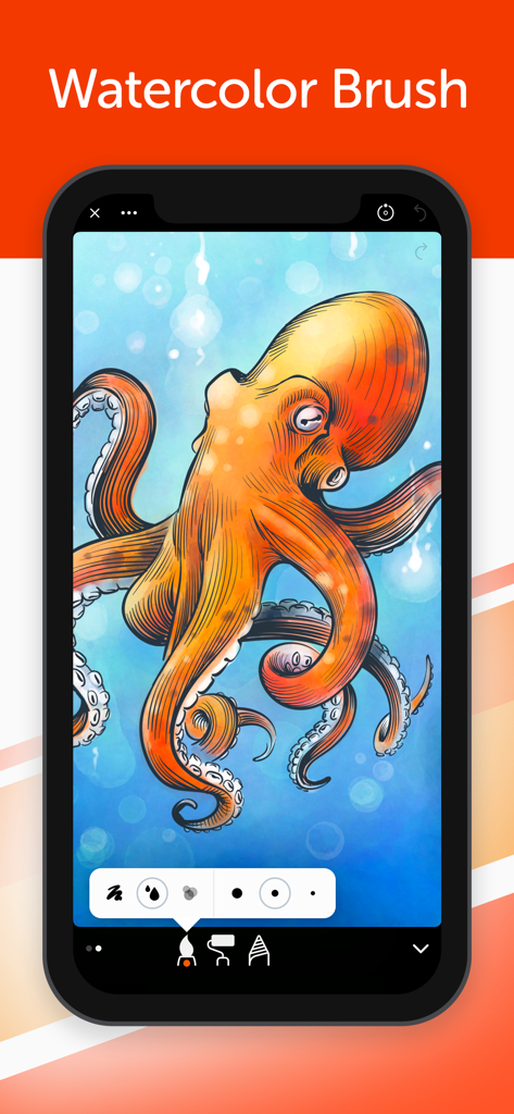 Linea Sketch - Linea Sketch의 수채화 브러시 도구로 만든 주황색 문어 그림