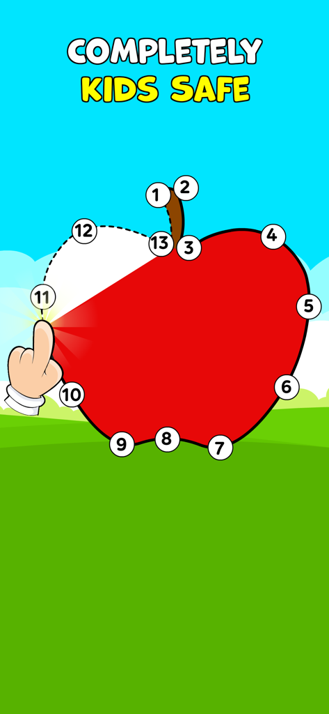 Connect the dots apple counting activity in the Kids Math Games app