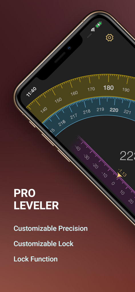 Pro Leveler - Pro Leveler app interface featuring customizable precision and lock functions