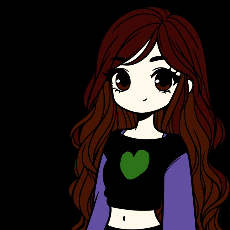 girl with long hair and a crop top with a sweater