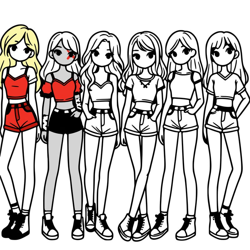 a group of girls wearing crop tops and shorts