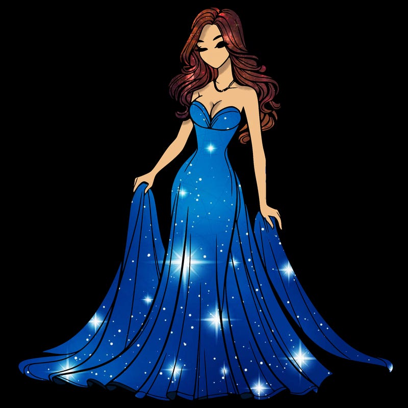 beautiful woman in long silky dress