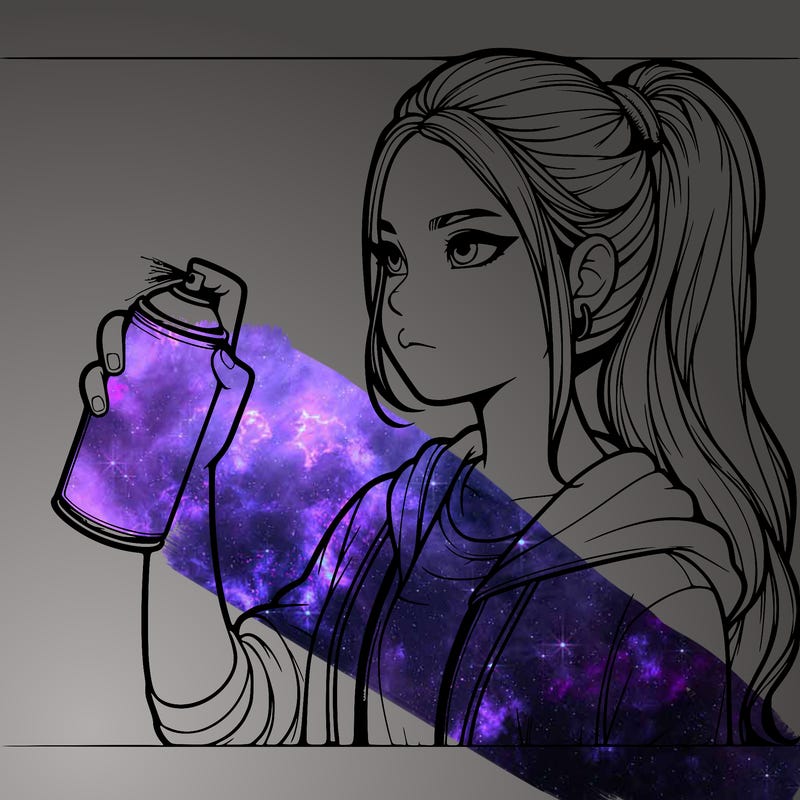 a realistic girl spray painting