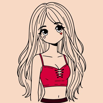 girl with long hair and crop top