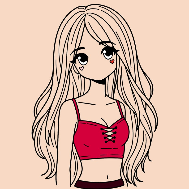 girl with long hair and crop top