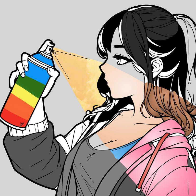 a realistic girl spray, painting