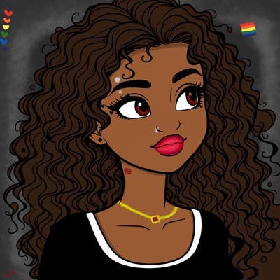 realistic girl with curly hair