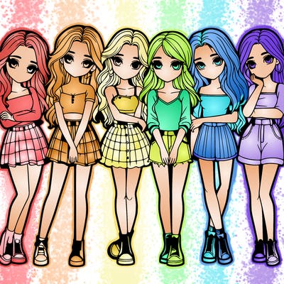a group of girls realistic