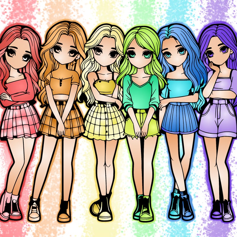 a group of girls realistic