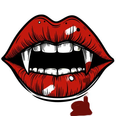 lips with vampire teeth