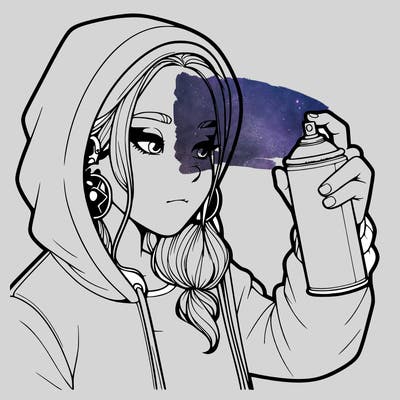 a realistic girl, spray painting