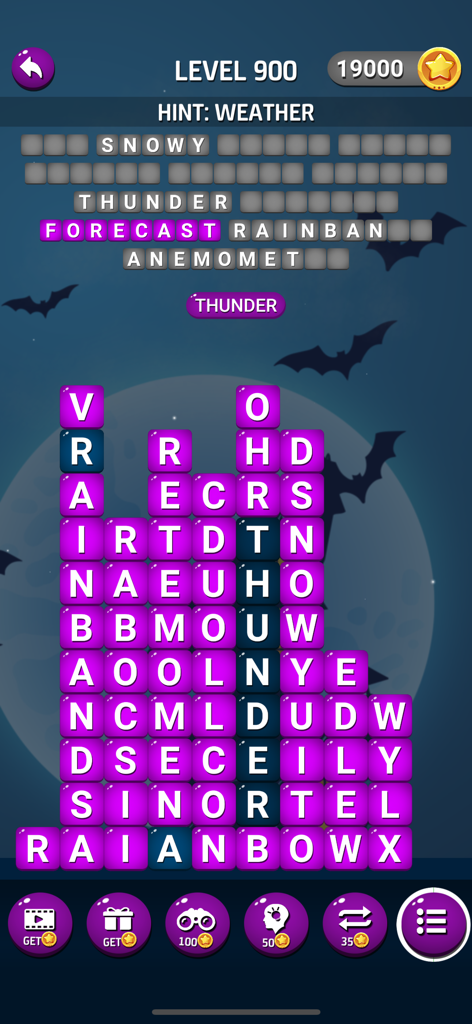 Word Streak: Play Daily Puzzle - Ein Level 900 Wortsuchrätsel zum Thema Wetter in der Word Streak App