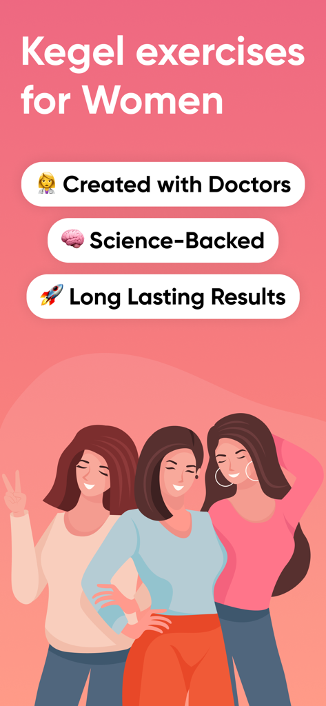 Pelvic Gym app screen promoting doctor created and science backed kegel exercises for women