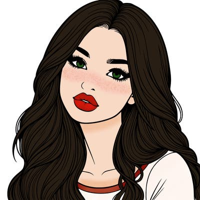 realistic girl with hair on her hair and lips