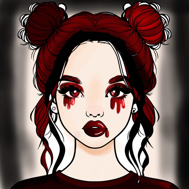 realistic girl with two buns in hair and lips