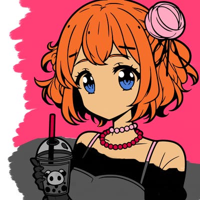 an anime girl with boba