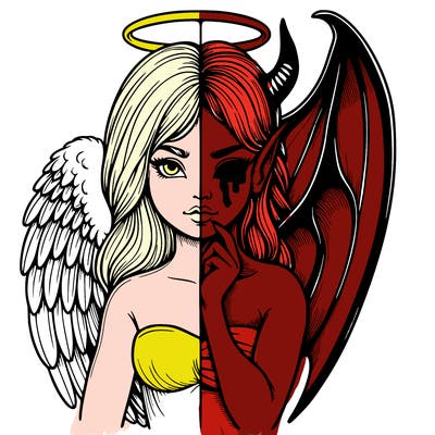 realistic angel half demon