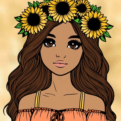 realistic girl with sunflower crown