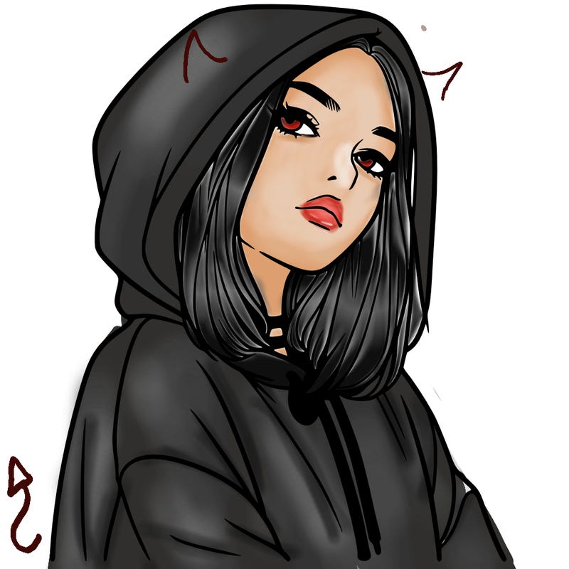 a realistic girl in a hoodie