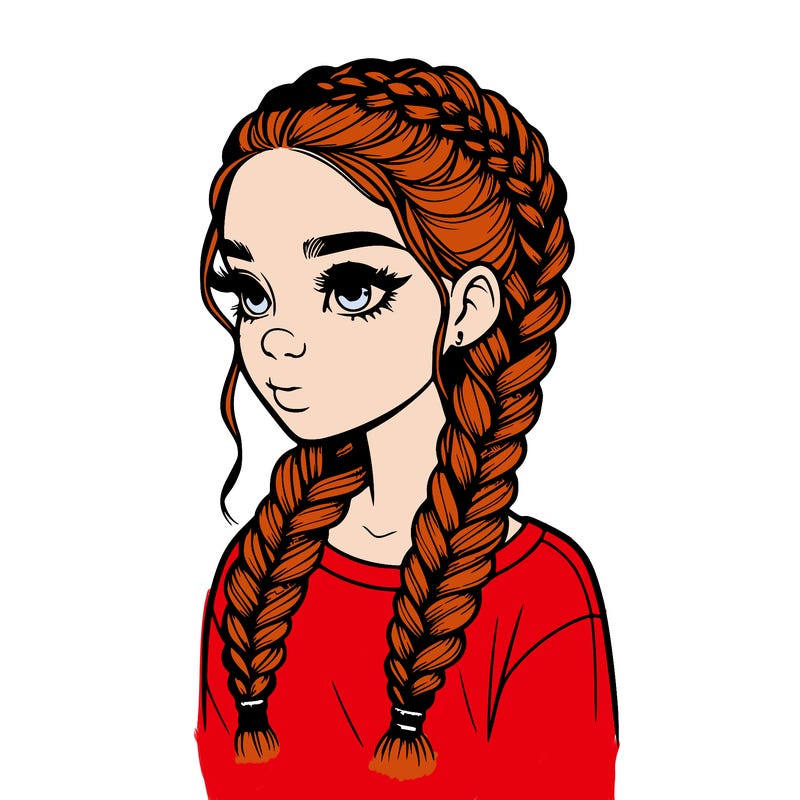 realistic girl with braids