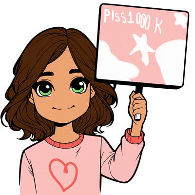 realistic girl holding up a sign