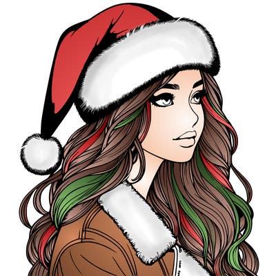 realistic girl in santa hat