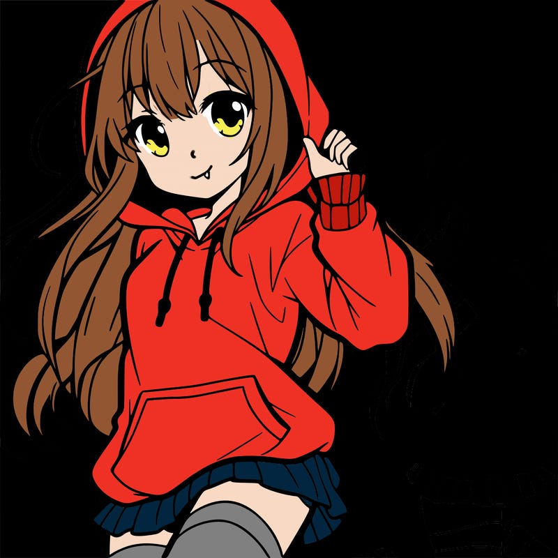 a anime girl with hoddie and in a cute pose