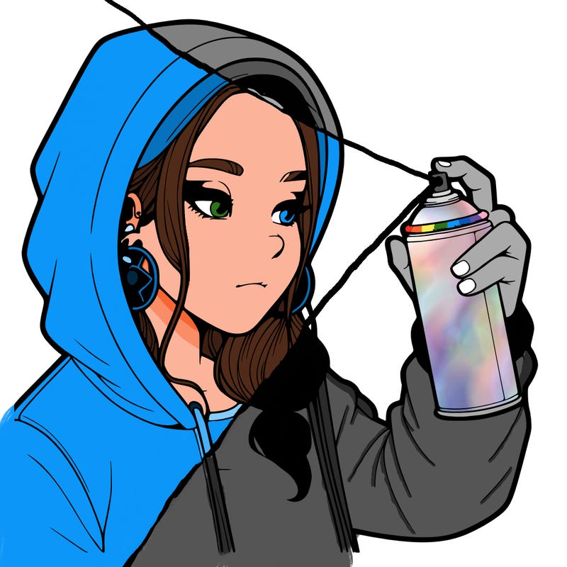 a realistic girl, spray painting