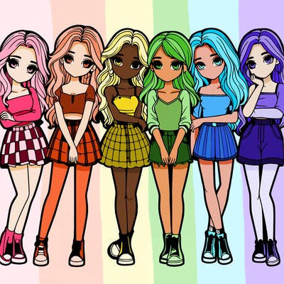 a group of girls realistic