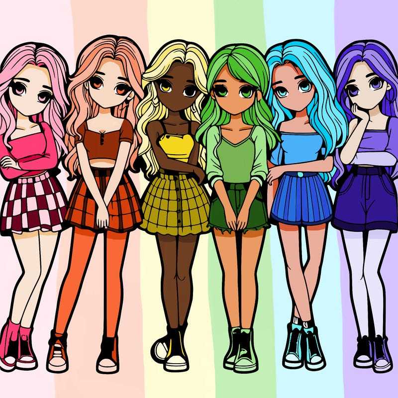 a group of girls realistic