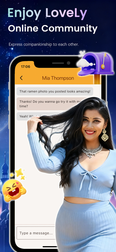 SnackCat - Friends and Share - Chat interface in the SnackCat app showing users discussing food photos and planning to meet for ramen.