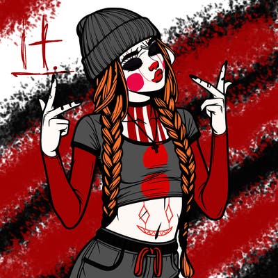 realistic teenage girl with braids and a beanie and crop top doing 🫶🏼