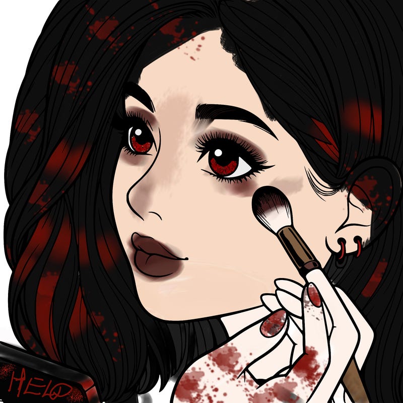 a realistic girl doing her makeup